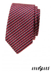 Avantgard Piros keskeny nyakkendő kék-fehér mintával