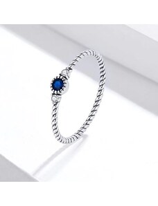 Ékszerkirály Ezüst gyűrű kék kővel, 8-as méret