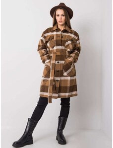 BASIC Barna női kockás kabát -LK-PL-508354.16X-brown