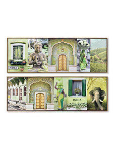 Kép DKD Home Decor 120 x 2,3 x 40 cm Vászon Zöld polisztirén (2 egység)