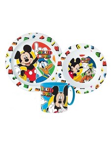 Disney Mickey étkészlet, micro műanyag szett 265 ml bögrével