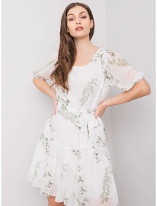 Fashionhunters Női fehér ruha virágokkal