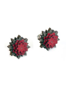 BeWooden Fa fülbevaló Red Flower Earrings