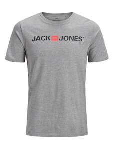 JACK & JONES Póló 'Essentials' szürke melír / pasztellpiros / fekete