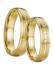 Ékszerkirály Női karikagyűrű, vésett csíkkal, rozsdamentes acél, aranyszínű, 10-es méret