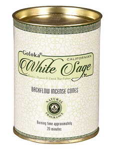 JAMMStore Goloka White Sage (Fehér Zsálya) Lefelé Folyó Kúpfüstölő (24db)
