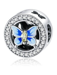 Ékszerkirály Ezüst charm, kék pillangó