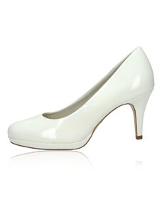 Tamaris női stílusos fényes magassarkú cipő - fehér
