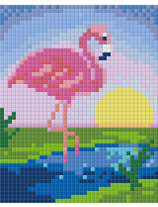 PIXELHOBBY Pixel szett 1 normál alaplappal, színekkel, flamingó, naplementével (801427)