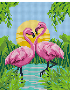 PIXELHOBBY Pixel szett 4 normál alaplappal, színekkel, flamingók (804109)