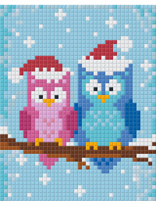 PIXELHOBBY Pixel szett 1 normál alaplappal, színekkel, baglyok télen (801418)