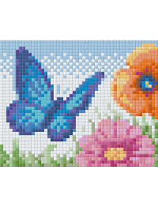 PIXELHOBBY Pixel szett 1 normál alaplappal, színekkel, pillangó virágokkal (801333)