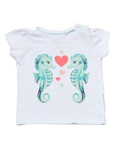 F&F Lány póló, baba, fehér, csíkóhalas, 74-80-as méret, Lupilu