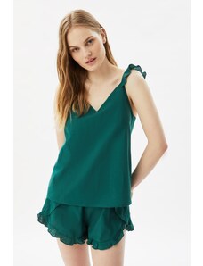 Trendyol zöld gallér részletes pizsama készlet