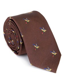 Mintás selyem nyakkendő Wittchen, barna-arany, selyem