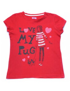 Lány póló, piros, nyomott mintás, 7-8 éves méret, F&F