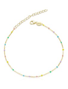 EdenBoutique Golden Colorful Beads ezüst karkötő