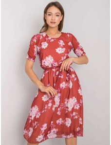 BASIC Piros női virágos ruha LK-SK-507659.02P-red
