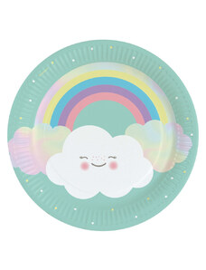 Szivárvány Rainbow and Cloud papírtányér 8 db-os 23cm