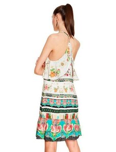 Desigual krémfehér színes virágos nyári női ruha Vest Kilian(38)