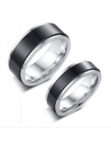 Ékszerkirály Férfi karikagyűrű, rozsdamentes acél, ezüst/fekete 8-as méret
