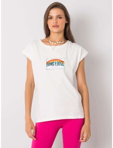 FANCY Krémszínű női póló szivárvány mintával FA-TS-7137.29P-ecru