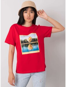 BASIC Piros női póló mintával PM-TS-SS21CA82.16-red