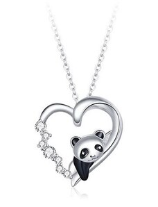 Ékszerkirály Ezüst nyaklánc, szív pandával
