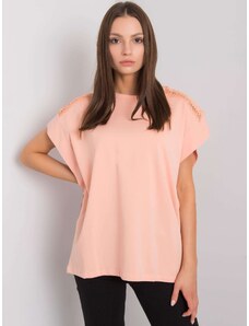FANCY Őszibarack színű női oversize póló -FA-BZ-6988.31P-pink