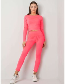 Fashionhunters Fluo rózsaszín női sport szett