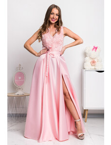 Világos rózsaszín alkalmi ruha szatén szoknyával