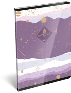 LIZZY CARD XRCise Look tűzött füzet A/5, 60 lap kockás, Nine, lila