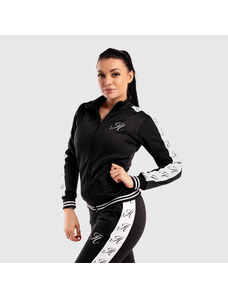 Női fitness cipzáros pulcsi Iron Aesthetics Striped, fekete
