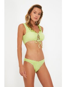Trendyol Zöld Texturált V Cut Bikini alsó