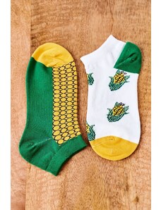 Kesi Nem egyező zokni kukorica fehér-zöld