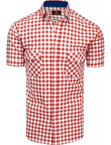 BASIC Vörös és fehér férfi kockás ing KX0954