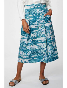 Glara Women's hemp skirt with French pattern