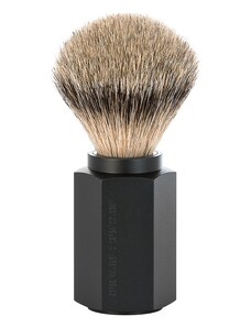Mühle Shaving brush designed by Mark Braun, silvertip badger, handle anodised aluminum, graphite