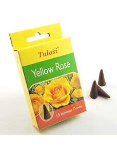 JAMMStore Tulasi Yellow Rose (Sárga Rózsa) Indiai Kúpfüstölő (15db)