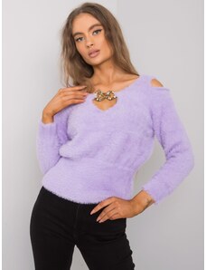 Fashionhunters RUE PARIS Purple sweater with triangular neckline