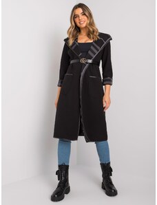 Fashionhunters Hölgy fekete kabátja övvel