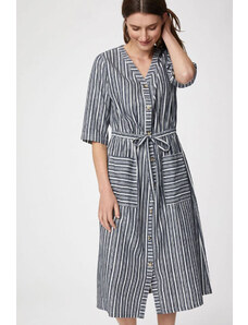 Glara Women's hemp midi dress with stripe