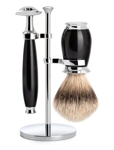 Mühle PURIST MÜHLE shaving set, silvertip badger, with safety razor, handle material made of high-grade resin black