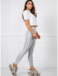 BASIC Női szürke leggings fehér csíkokkal BR-LG-11005.84-gray