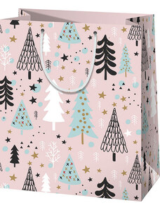 CARDEX Karácsonyi ajándéktáska 23x18x10cm, közepes, rózsaszín