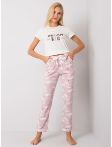 BASIC Fehér-rózsaszín pizsama Big Dream és felhők mintával BR-PI-3256-fehér-pink