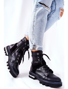 Maciejka_SK Fekete női magasszárú cipő