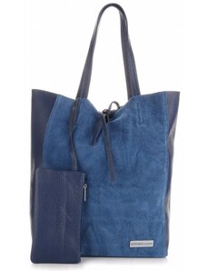 Bőr táska shopper bag Vittoria Gotti kék V602