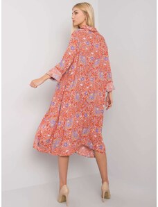 Fashionhunters Brick red loose dress with Princeton pattern