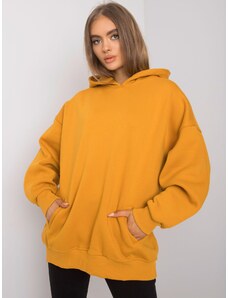 BASIC FEEL GOOD Mustár színű oversize póló minta nélkül RV-BL-6989.37X-mustard